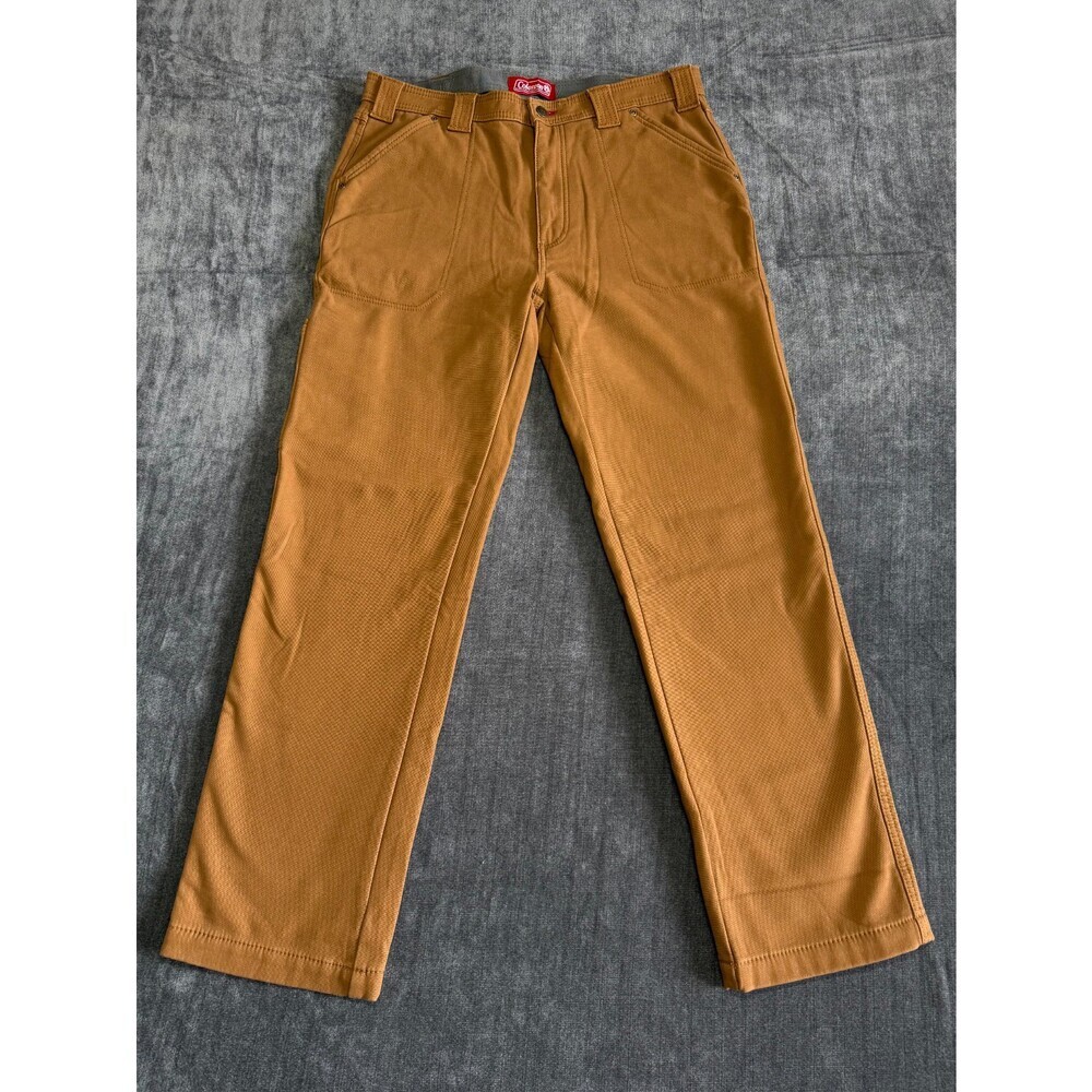 Coleman Work Pants Men's 34/32 Brown Fleece Lined Straight Leg Pockets Pull-On